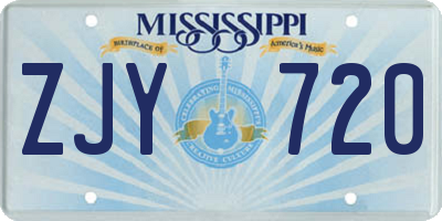 MS license plate ZJY720