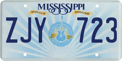 MS license plate ZJY723