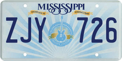 MS license plate ZJY726