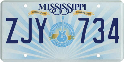 MS license plate ZJY734