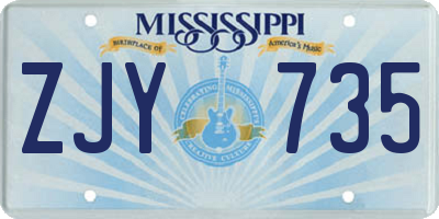 MS license plate ZJY735