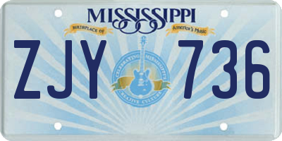 MS license plate ZJY736