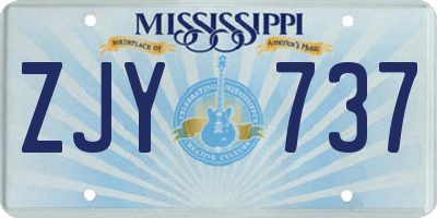 MS license plate ZJY737