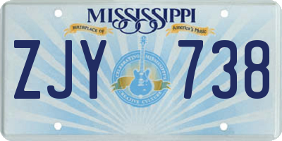 MS license plate ZJY738