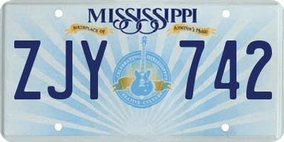 MS license plate ZJY742