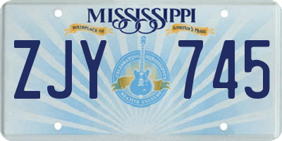 MS license plate ZJY745