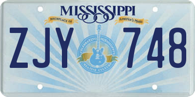 MS license plate ZJY748