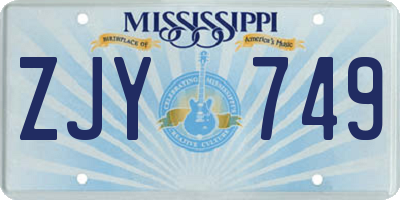 MS license plate ZJY749