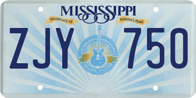 MS license plate ZJY750