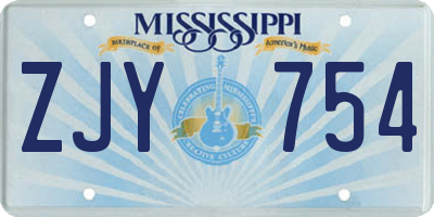 MS license plate ZJY754