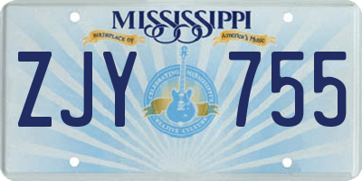 MS license plate ZJY755