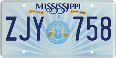 MS license plate ZJY758