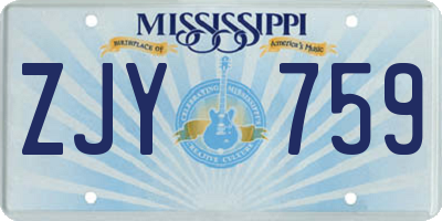 MS license plate ZJY759