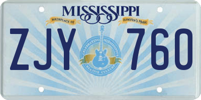 MS license plate ZJY760