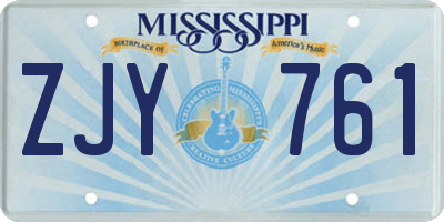 MS license plate ZJY761