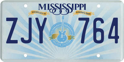 MS license plate ZJY764