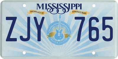 MS license plate ZJY765