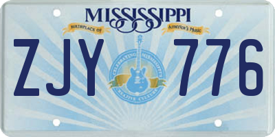 MS license plate ZJY776