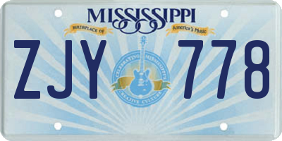 MS license plate ZJY778