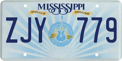 MS license plate ZJY779