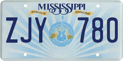 MS license plate ZJY780