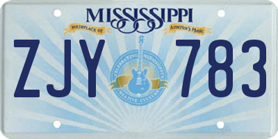 MS license plate ZJY783