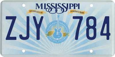 MS license plate ZJY784