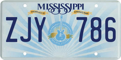 MS license plate ZJY786