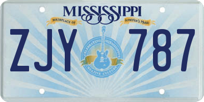 MS license plate ZJY787