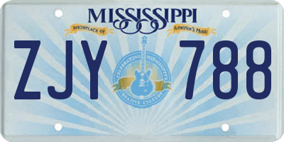 MS license plate ZJY788