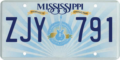 MS license plate ZJY791