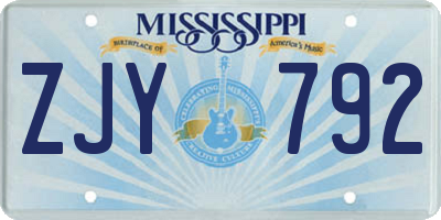 MS license plate ZJY792
