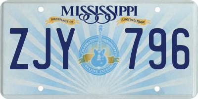 MS license plate ZJY796