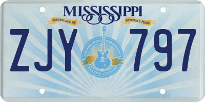 MS license plate ZJY797