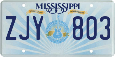 MS license plate ZJY803