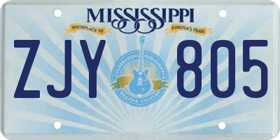 MS license plate ZJY805
