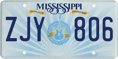 MS license plate ZJY806