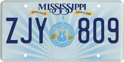 MS license plate ZJY809