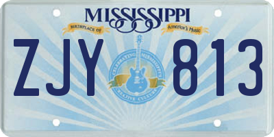MS license plate ZJY813