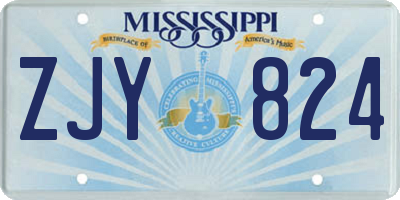 MS license plate ZJY824