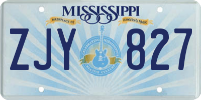 MS license plate ZJY827