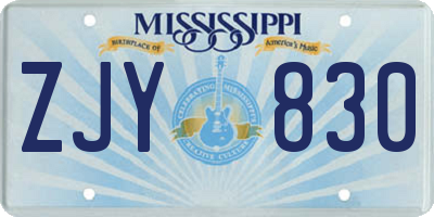 MS license plate ZJY830