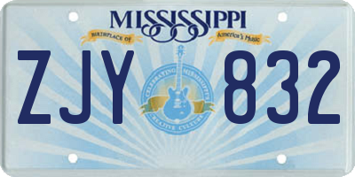 MS license plate ZJY832