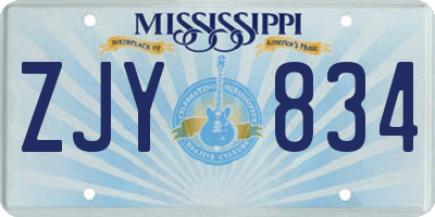 MS license plate ZJY834