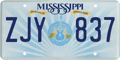 MS license plate ZJY837