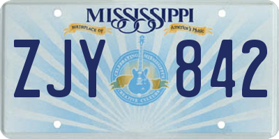 MS license plate ZJY842