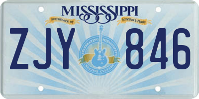 MS license plate ZJY846