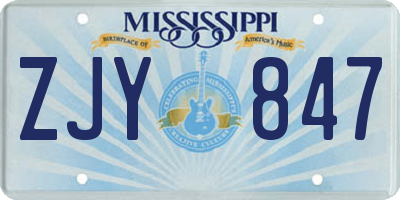 MS license plate ZJY847