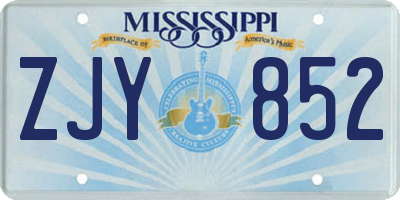 MS license plate ZJY852