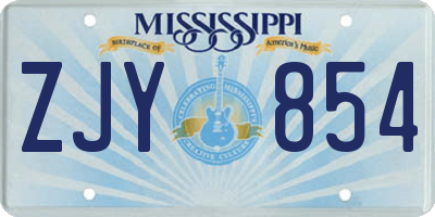 MS license plate ZJY854